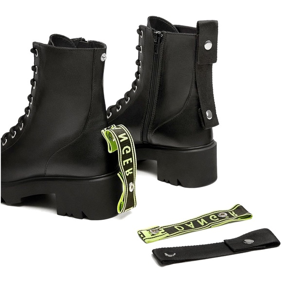 Zara black leather flat ankle boots - Picture 3 of 8